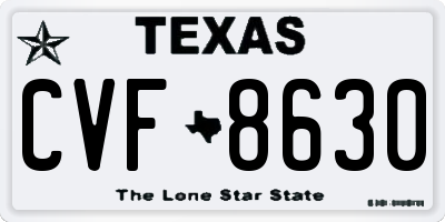 TX license plate CVF8630