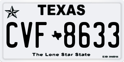 TX license plate CVF8633