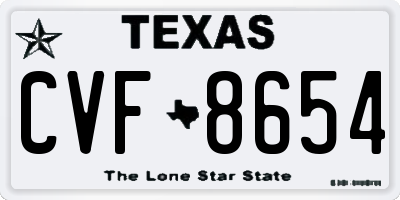 TX license plate CVF8654