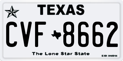 TX license plate CVF8662