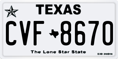 TX license plate CVF8670