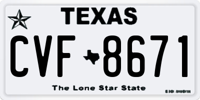 TX license plate CVF8671