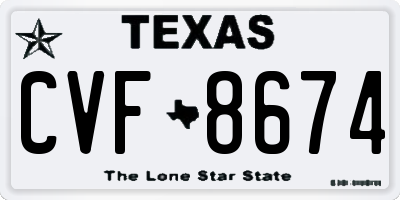 TX license plate CVF8674