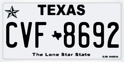 TX license plate CVF8692
