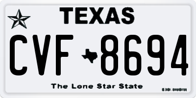 TX license plate CVF8694