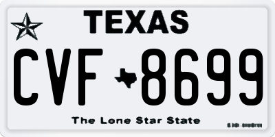 TX license plate CVF8699