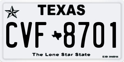 TX license plate CVF8701