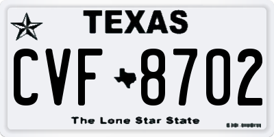 TX license plate CVF8702