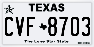 TX license plate CVF8703