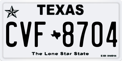 TX license plate CVF8704