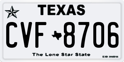 TX license plate CVF8706