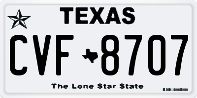 TX license plate CVF8707