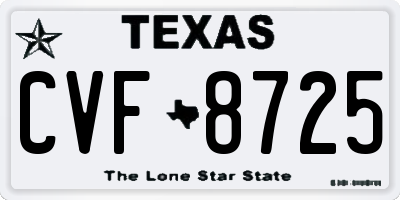 TX license plate CVF8725