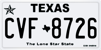 TX license plate CVF8726