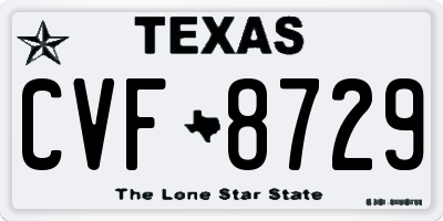 TX license plate CVF8729