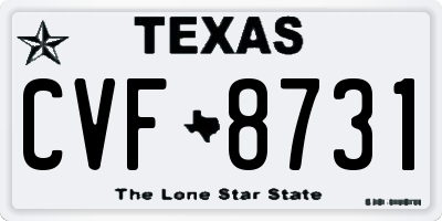 TX license plate CVF8731