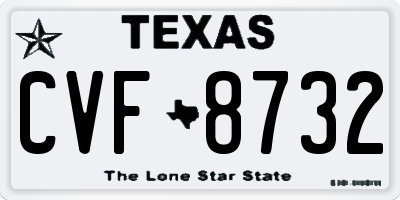 TX license plate CVF8732