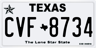 TX license plate CVF8734