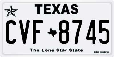 TX license plate CVF8745