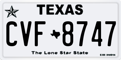 TX license plate CVF8747