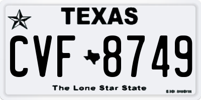TX license plate CVF8749
