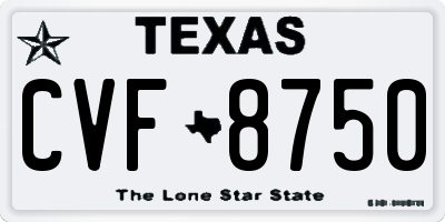 TX license plate CVF8750
