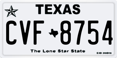 TX license plate CVF8754