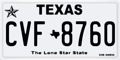 TX license plate CVF8760