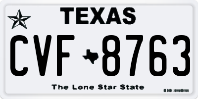 TX license plate CVF8763