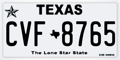 TX license plate CVF8765