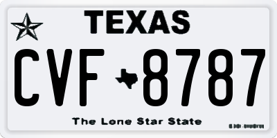 TX license plate CVF8787