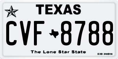 TX license plate CVF8788