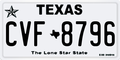 TX license plate CVF8796