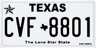 TX license plate CVF8801