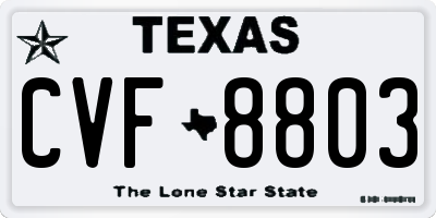 TX license plate CVF8803