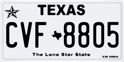 TX license plate CVF8805
