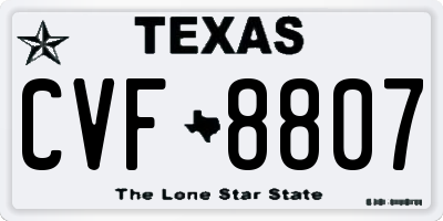 TX license plate CVF8807