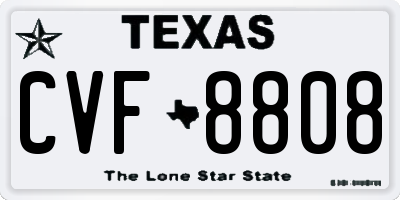 TX license plate CVF8808