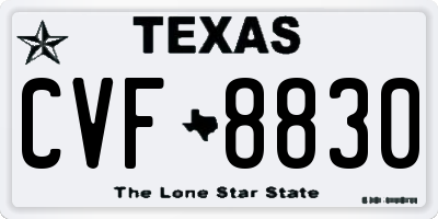 TX license plate CVF8830