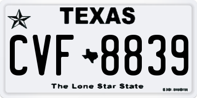 TX license plate CVF8839