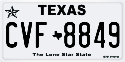 TX license plate CVF8849