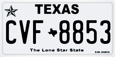 TX license plate CVF8853