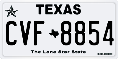 TX license plate CVF8854