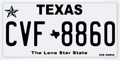 TX license plate CVF8860