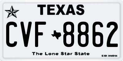 TX license plate CVF8862