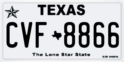 TX license plate CVF8866