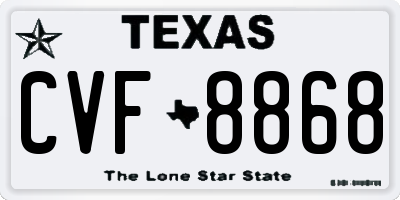 TX license plate CVF8868