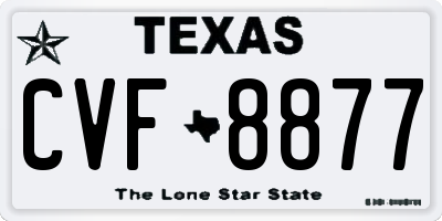 TX license plate CVF8877