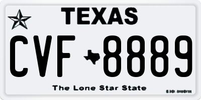 TX license plate CVF8889