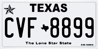 TX license plate CVF8899